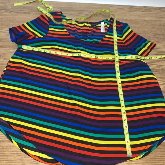Torrid Strong Rainbow Striped Blouse Button Down Back Size 0 Womens Top - Picture 3 of 7